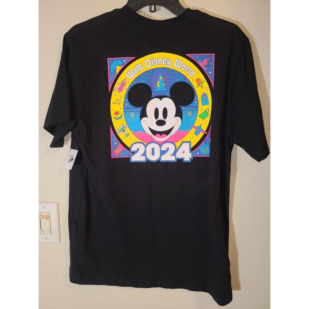 2024 Mickey Neon T-Shirt Walt Disney World Buzz Dumbo Figment Orange Bird M NEW